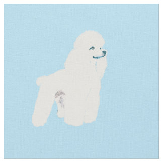 Tela Caniche blanco en azul