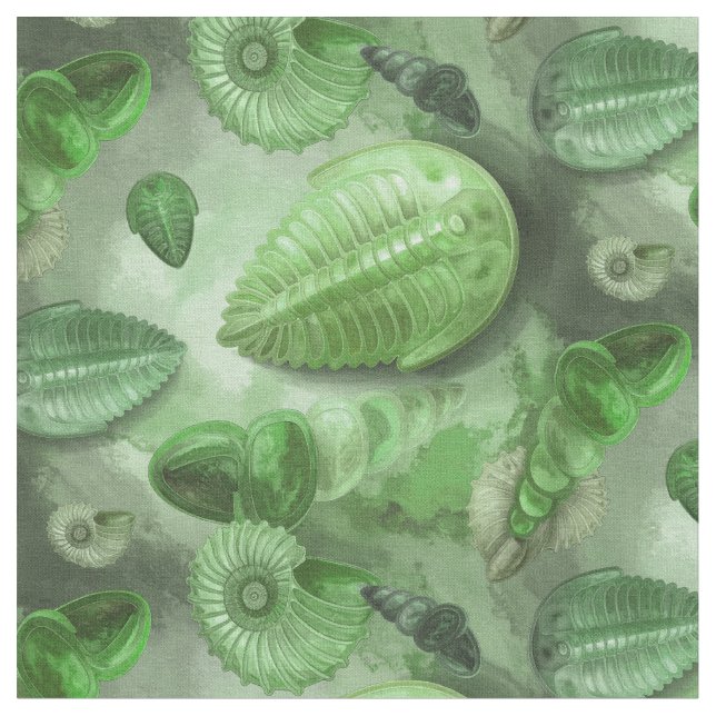Tela Capas fósiles - Textura de piedra - (verde) (De cerca)