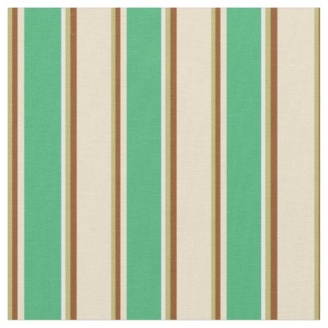 Tela Caqui oscuro, marrón, tan, verde marino y blanco c (De cerca)