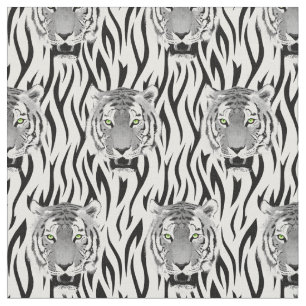 Tela Cara de tigre blanco y negro con tiras