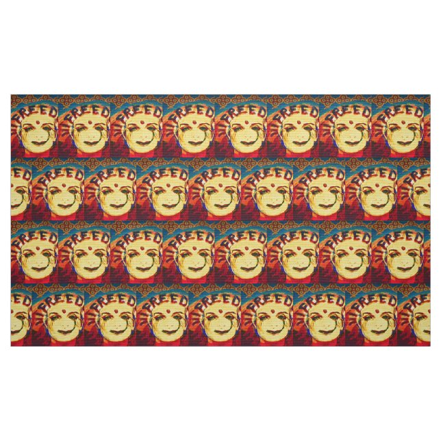 Tela Cara sonriente amarilla de la libertad ("Cuarto gordo" (fat quarter))