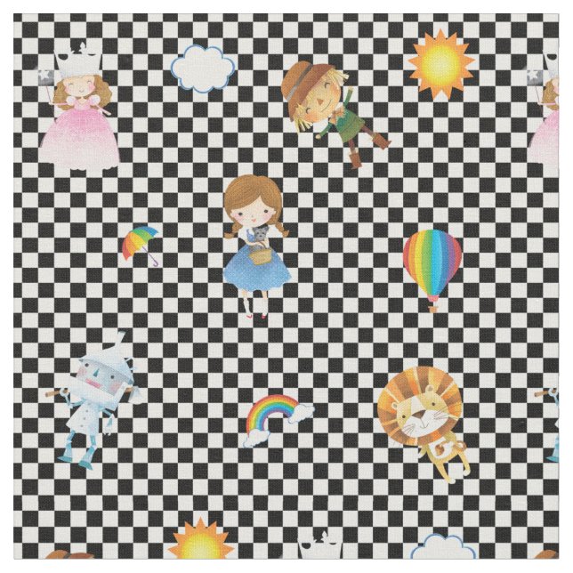 Tela Caracteres de mago de Oz en a cuadros negro/blanco (De cerca)