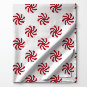 Tela Caramelo De Menta Rojo Sobre Blanco 