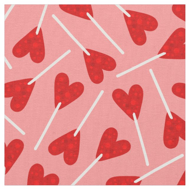Tela caramelo de piruleta en forma de corazón rojo rosa (De cerca)