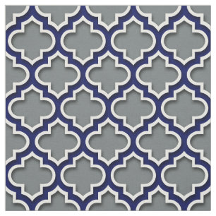 Tela Carbón de la Marina Gris Blanca Marroquí Quatrefoi