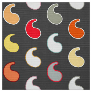 Tela Carbón gris multicolor, delineado paisley