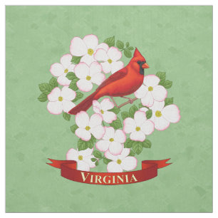 Tela Cardenal estatal de Virginia Bird and Dogwood Flow