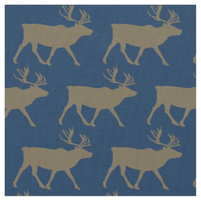 Tela Caribou Silhouettes Blue (De cerca)