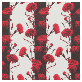 Tela Carnación elegante de franjas florales blancas roj