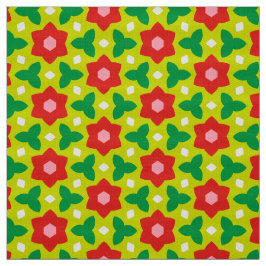 Tela CARNAVAL - Flores geométricas rojas sobre la flor 