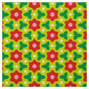 Tela CARNAVAL - Flores geométricas rojas sobre la flor