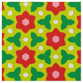 Tela CARNAVAL - Flores geométricas rojas sobre la flor 