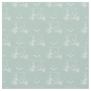 Tela Carritos de Golf y Palos Tonal sobre Turquesa Gris