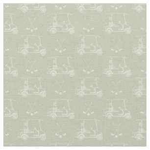 Tela Carritos de Golf y Palos Tonal sobre Verde Gris Pa