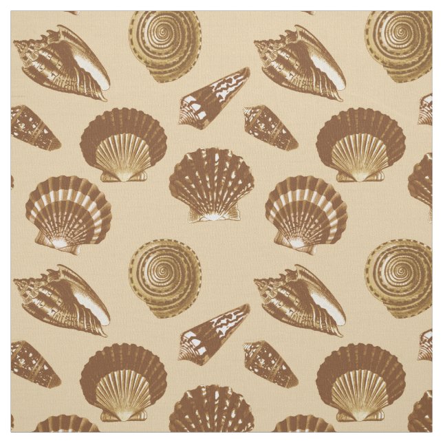 Tela Casas de mar - Marrón en un fondo beige (Retal)
