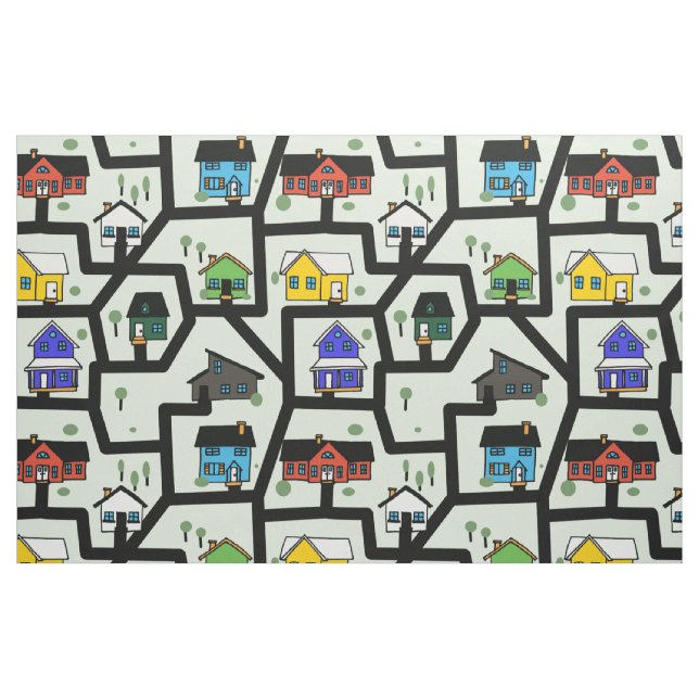 Tela casas y modelo de los caminos ("Cuarto gordo" (fat quarter))
