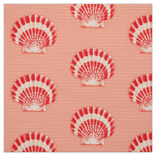 Tela Cáscaras del mar - coral y melocotón