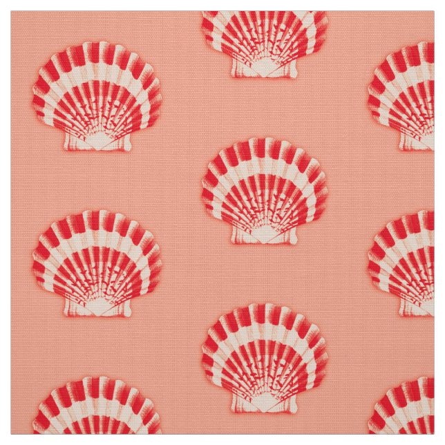 Tela Cáscaras del mar - coral y melocotón (Retal)