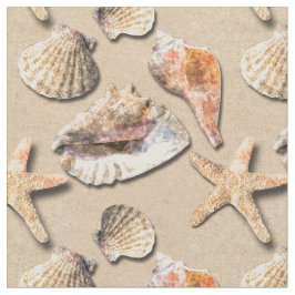 Tela Cáscaras del mar en la arena de la playa