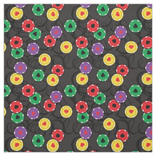Tela Casino Poker Chips Colorful Funky Patterciado Gris