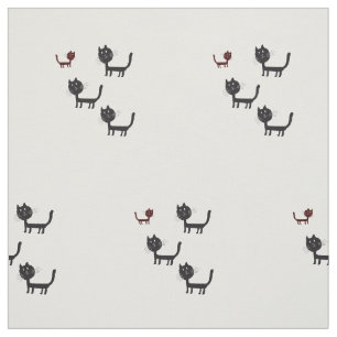 Tela Cats Happy Lyhography Design Fabric