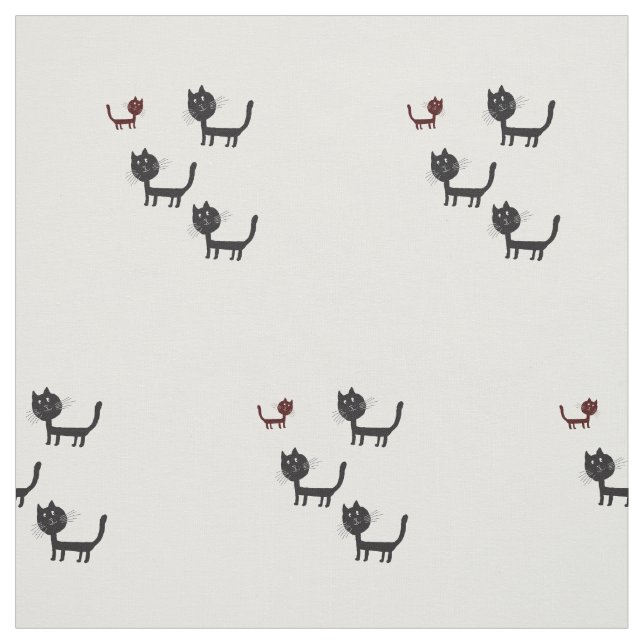 Tela Cats Happy Lyhography Design Fabric (Retal)