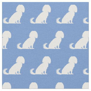 Tela Cavalier King Charles Dog Silhouette Mascota Blue