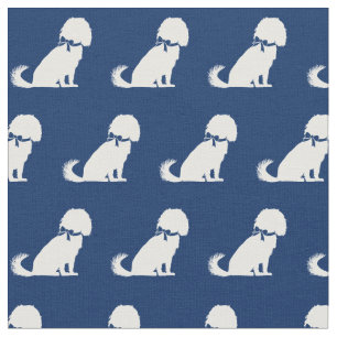 Tela Cavalier King Charles Dog Silhouette Mascota Navy 
