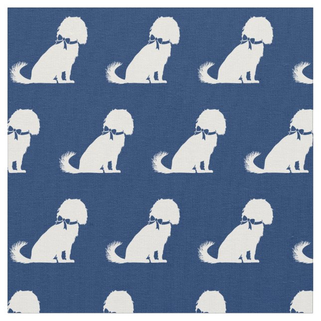 Tela Cavalier King Charles Dog Silhouette Mascota Navy  (De cerca)