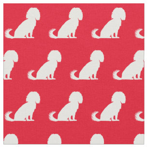 Tela Cavalier King Charles Dog Silhouette Mascota Red