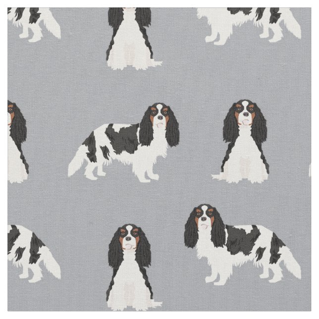 Tela Cavalier tricolor Rey Carlos Spaniel Florals (De cerca)