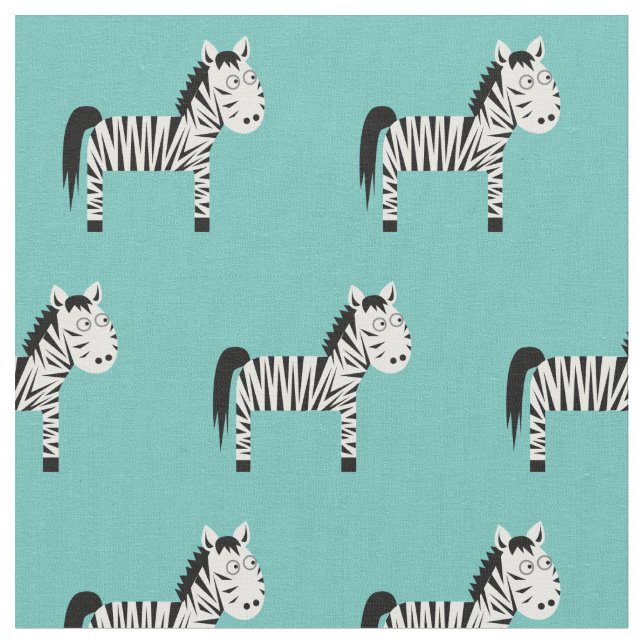 Tela Cebra linda bebé nursery teal (De cerca)