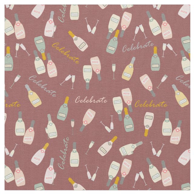 Tela Celebraciones de champagne en Maroon (De cerca)
