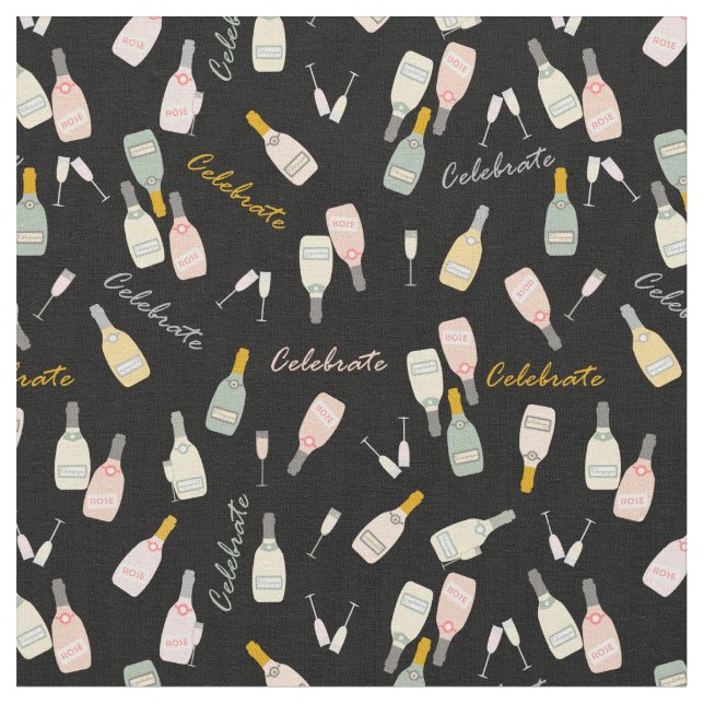 Tela Celebraciones de champán en negro (De cerca)