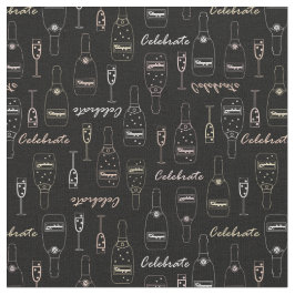 Tela Celebraciones de champán en negro