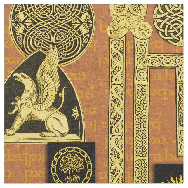 Tela Celtic Gryphon y Kells (De cerca)