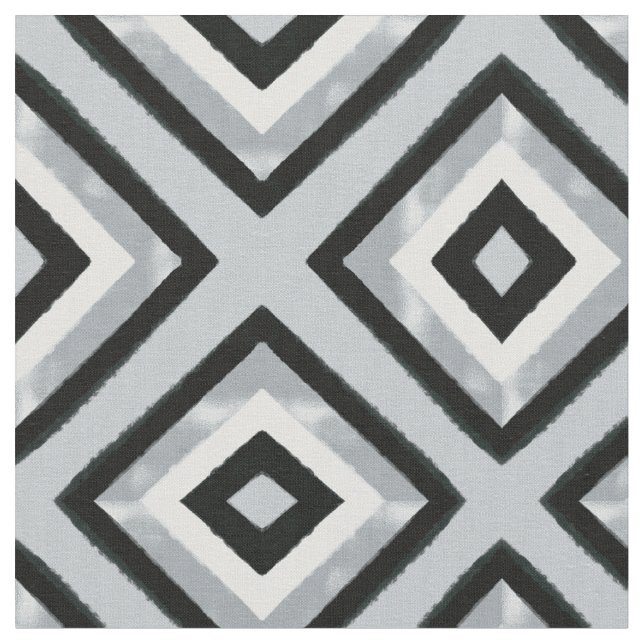 Tela Cepillo gris plateado negro rompe triángulos (De cerca)