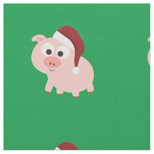 Tela Cerdo Navidad con sombrero de Santa