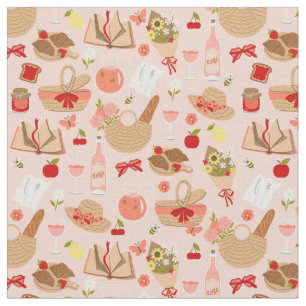 Tela cesta de picnic croissore cottagecore rosa