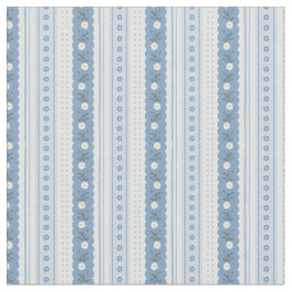 Tela Chambray Blue Scallop Vine Floral Stripe