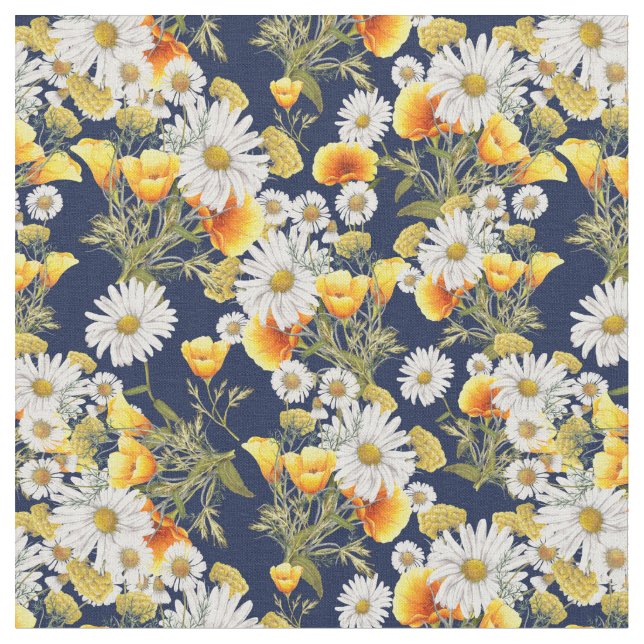 Tela Chamomiles y Coppies (De cerca)