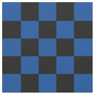 Tela Checks de 1 pulgada negro y azul profundo