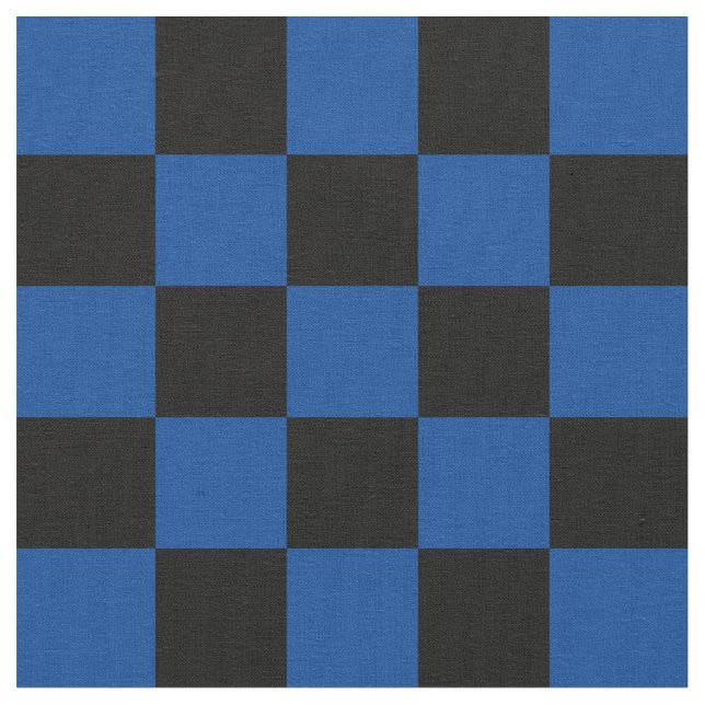 Tela Checks de 1 pulgada negro y azul profundo (De cerca)