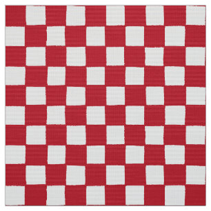 Tela Cheques nacionales croatas - cuadrados rojos blanc