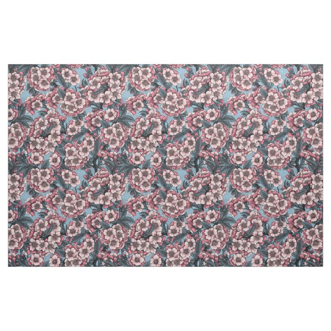 Tela Cherry blossom in pink and blue ("Cuarto gordo" (fat quarter))