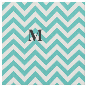 Tela Chevron azul con el monograma