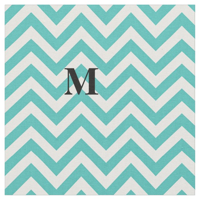 Tela Chevron azul con el monograma (De cerca)