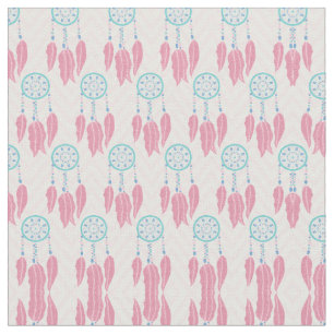 Tela Chevron Bohemia Verde azulada con guijarros rosado