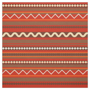 Tela Chevron geométrico y franjas rojas