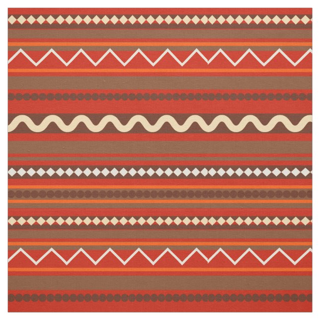Tela Chevron geométrico y franjas rojas (Retal)